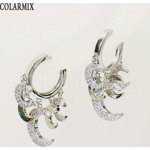 3Pairs Zirconia Crescent shape Earrings Hoop earrings Fashion hoop earrings Gold color earrings Gift for women jewelry 31367