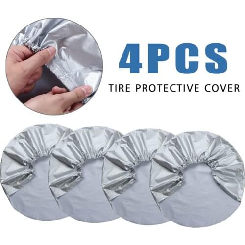 4pcs 27 inch-29 inch Waterproof Oxford Tire Covers Car RV Trailer Camper Tyre Anti-dust Sunproof Protector Bag White