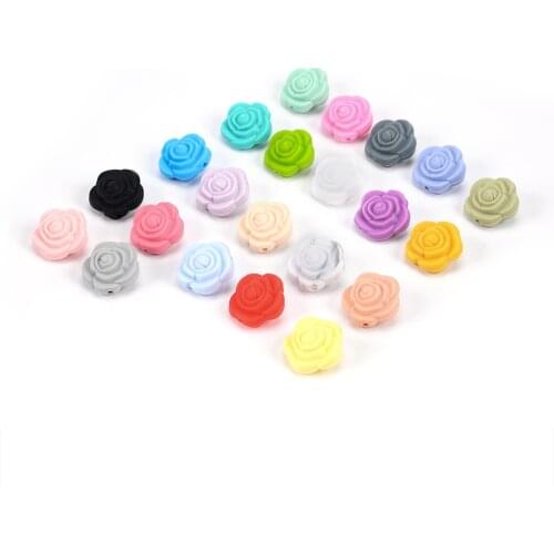 50 pieces/lot Hot Sale 21mm Double-faced Rose Flower Silicone Beads Teething For Necklace BPA Free