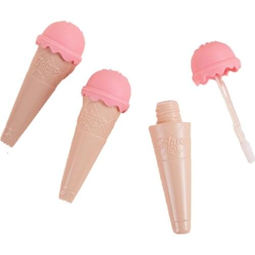 8ml Icece Cream Plastic Tube Cosmetic Container Pink Cap Lip Glaze Tube Empty Packaging Bottle Lip Gloss Tube With Wand 50pieces
