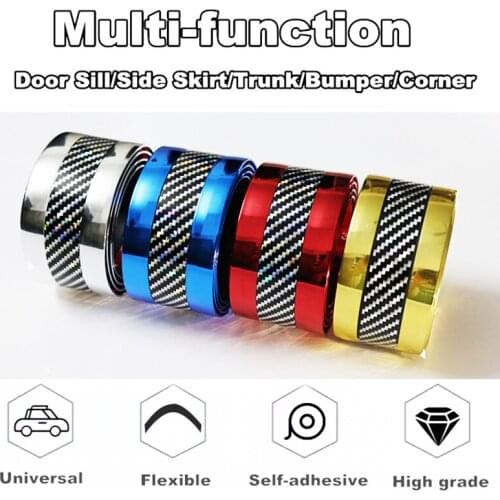 Car Scuff Plate Door Sill Cover Panel Step Side Skirts Corner Protector Laser Color Sticker