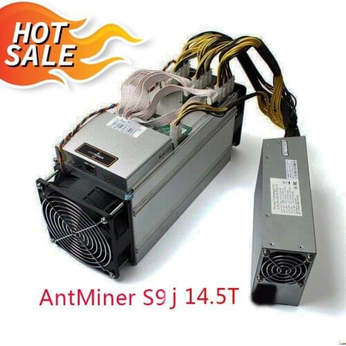 Free Shipping Working Well Used AntMiner S9j 14.5T With APW3++ 1600W PSU Asic BTC BCH Miner