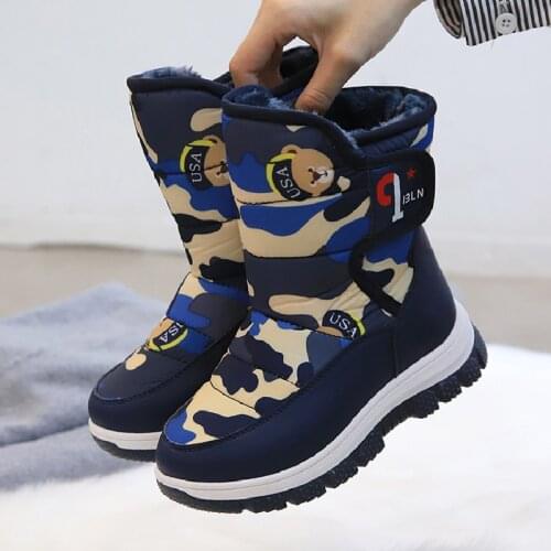 Boys Boots Children Snow Boots For Boys Sneakers Winter Kids Snow Boots Sport Fashion 2020 New Leather Warm Children Shoes Girls