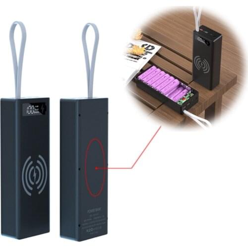 Detachable QC3.0 PD LCD Display 16x18650 Battery Case 10W Wireless Charging Box Y3ND