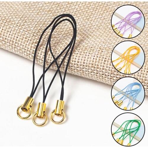 100pcs Color Lanyard Polyester Double Ring Jewelry Mobile Phone With Craft Pendant DIY Handmade Materials Lobster Clasp Rope