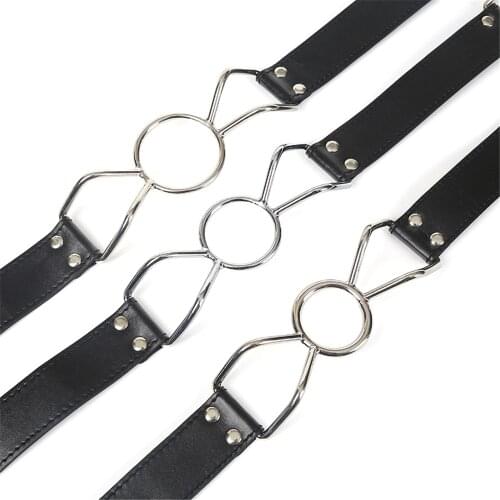 Leather Sex Toys Ring Gag Flirting Open Mouth With O-Ring During Sexual Bondage BDSM Roleplay And Adult Erotic Play For Couples