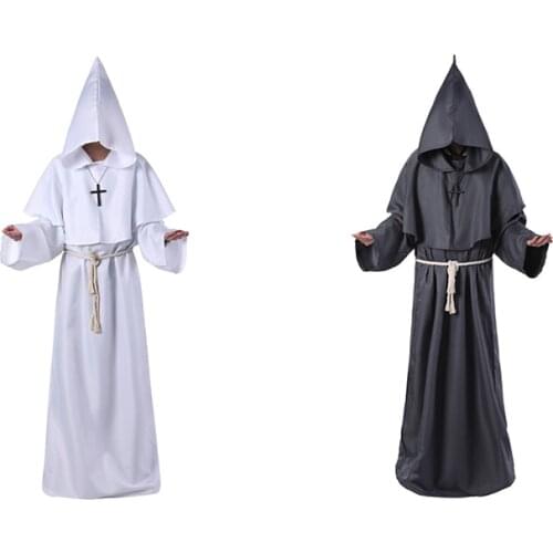Halloween Cosplay Hot Unisex Christians Suit Medieval Monk Costume Monk Robe Witch Costume Priest Christian Party Suit 2019 New
