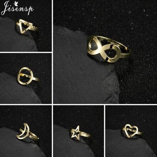 Jisensp Stainless Steel Rings for Women Gothic Style Infinity Endless Love Symbol Engagement Wedding Ring Jewelry Party Gift