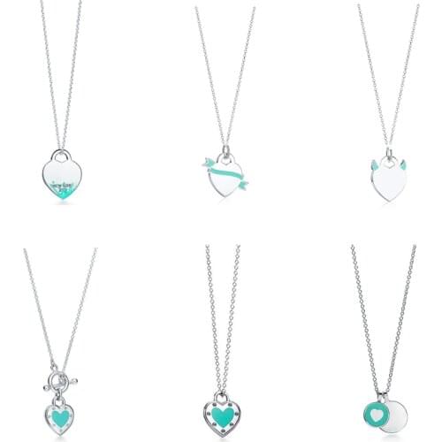 Joias em forma de coração de prata esterlina 925 originais colar de moda clássica joias femininas presente frete grátis