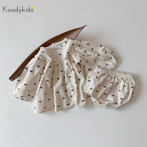 Koodykids Spring Baby Girl Clothes Set 2pcs Toddler Cotton Cute Princess Shirt Pants Vintage Clothes Summer Clothes Set For Girl