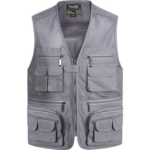 Summer Breathable Mesh Vest Men Fast Dry Photographer Sleeveless Jacket Multi-Pockets Outdoors Hiking Fishing Hunting Vest