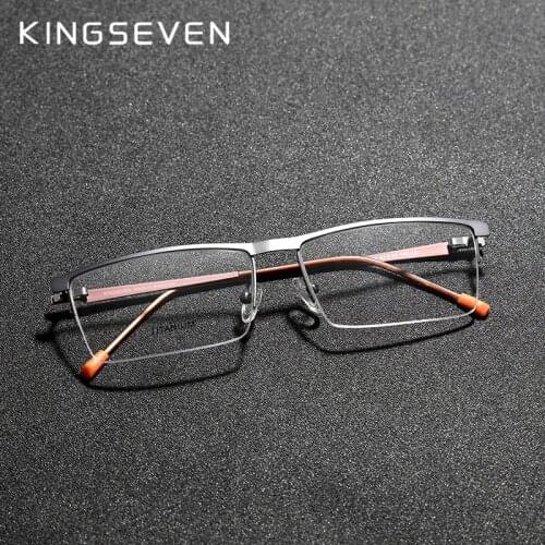 KINGSEVEN 2020 Titanium Alloy Optical Glasses Frame Men Square Myopia Prescription Eyeglasses Male Metal Eyewear