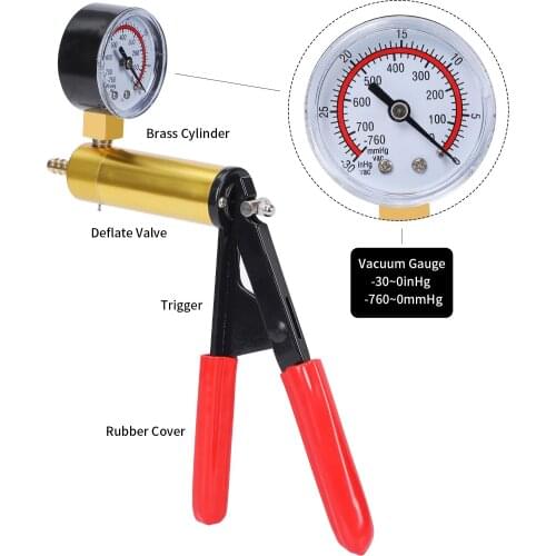 2021NewHand Held DIY Brake Fluid Bleeder Tools Vacuum Pistol Pump Tester Kit Aluminum Pump Body Pressure Vacuum Gauge