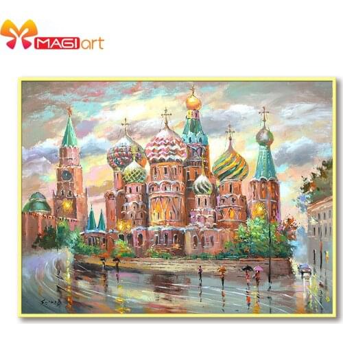 Cross stitch kits Embroidery needlework sets 11CT water soluble Canvas Patterns 14C Full Landscape castle -NCMS160