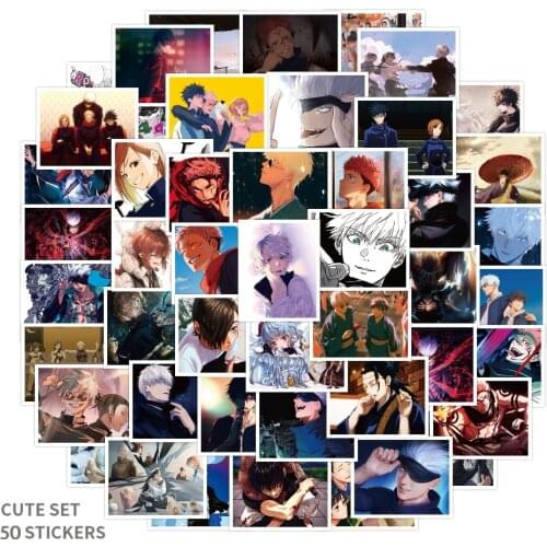 52Pcs Japan Anime Cartoon Jujutsu Kaisen Graffiti Stickers for Laptop Skateboard Luggage Motorcycle Waterproof Decal Sticker Toy