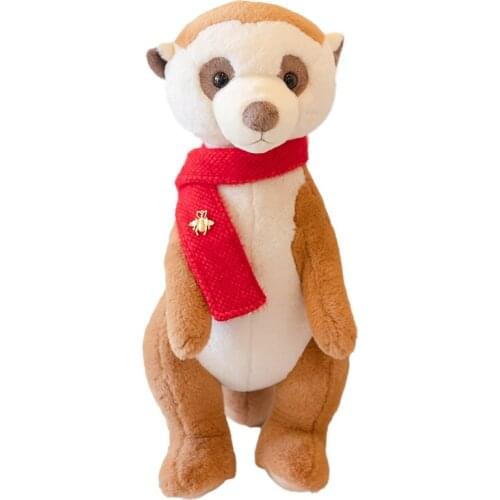 2021 New Mongoose Plush Toy Meerkats With Red Scarf Cat Stuffed Doll 37cm 50cm 1pcs/Pack Christmas Birthday Present Party Gift