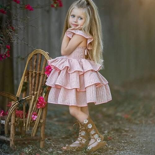 New Princess Baby Girls Dress Flower Christening Lace Wedding Party Kids Clothes