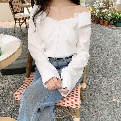 Plus Size Clothing for Women Blouses Longsleeve for Womens White Off Shoulder Top Stylish Blouses Woman Cloth Ropa Mujer TN2182