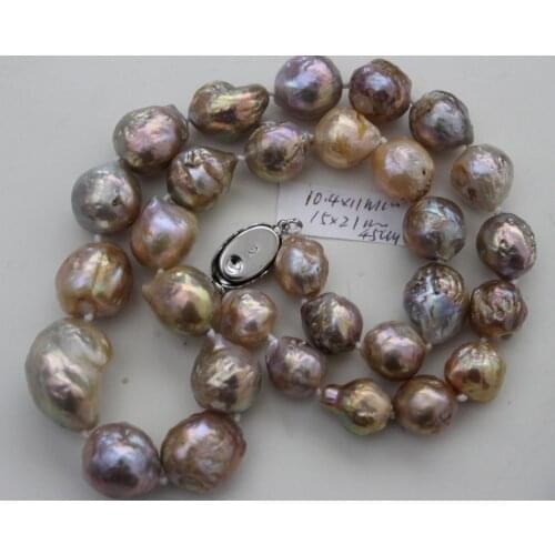 Natural freshwater 13-18MM KASUMI PEARL NECKLACE 45CM STERLING