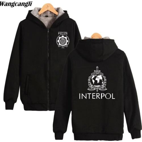 Police Clothing winter thicken Jacket coat INTERPOL printed fashion hoodies sweatshirt men/women casual fleece warm hoodie