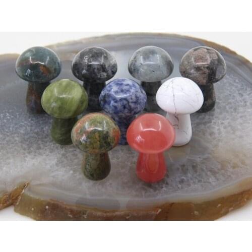 Polished 2" Natural Stones Carved Mushroom Figurine Healing Crystal Reiki Quartz Statue For Home Office Decoration Gifts