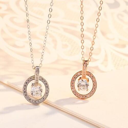 Simplicity Rose Gold Geometric Pendant Necklace Wedding Engagement Womens Jewelry Trendy Party Chain Necklace