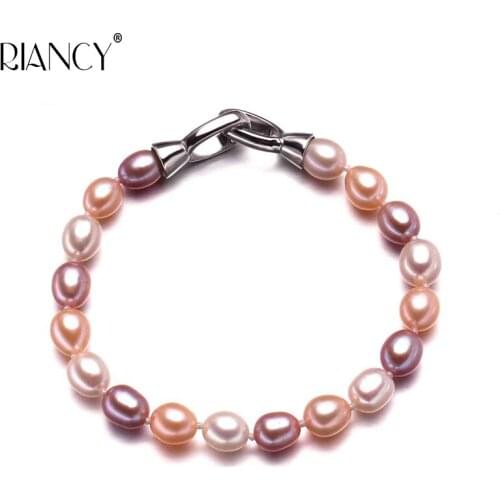 Simple Classic 8-9mm Rice Freshwaer pearl Bracelet Fashion Pearl Jewelry Natural Pearl Bracelets For Women Idea Gift