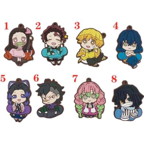 Anime Demon Slayer Kimetsu no Yaiba rubber Keychain Key Ring Race Straps cosplay