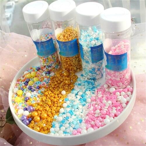 Edible 130g Colourful Snowflake Beads Golden Cake Candy Party Birthday Cake Supplies Sugar Round Beads Candy Baking Decoration