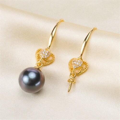 925 Silver Pearl Beads Stud Earrings Setting Base Diy Jewelry Making Findings&Components