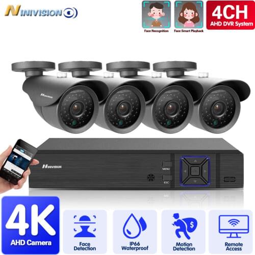 NINIVISION CCTV camera System 4CH 8MP AHD Security Camera DVR Kit CCTV Waterproof Outdoor Home Video Surveillance System