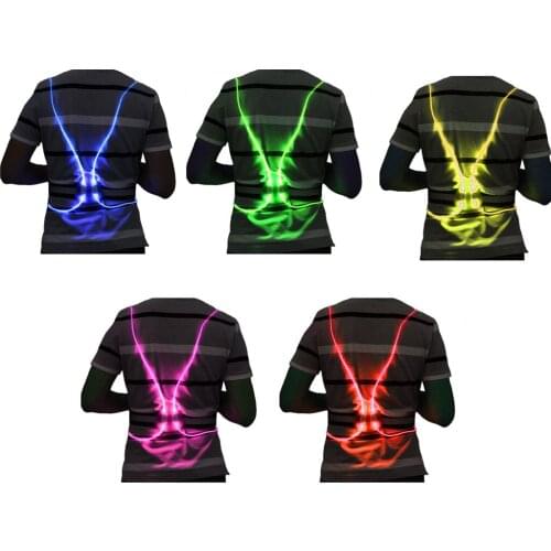 Reflective LED Fiber Y-Shaped Harness for Night Riding Running Color Luminous Chest Vest Lightweight Outdoor Sport Safe