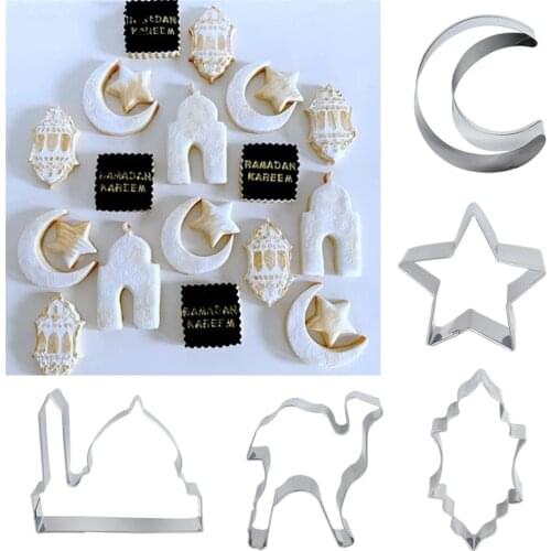 Ramadan Decoration Cookie Cutters Set Moon Star Biscuit Mold Diy Cake Baking Tool Eid Mubarak Decor Muslim Party Home Decoration