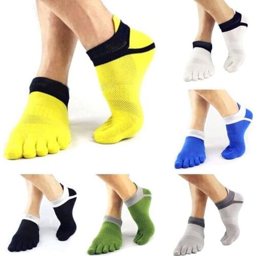 38-43 Outdoor Mens Breathable Cotton Toe Socks Pure Sports Comfortable 5 Finger Toe Socks Colorful HQ