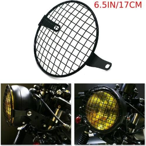 Universal Motorcycle 6.5 Inch Headlight Mesh Grille Cover Lamp Protection Bracket Square Spare Parts Motorbike Accessories