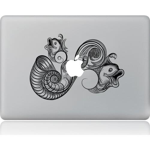 Open mouth teeth exposed fish Vulture style Vinyl Decal Laptop Sticker For New Macbook Pro Air 11 13 15 inch Laptop Skin