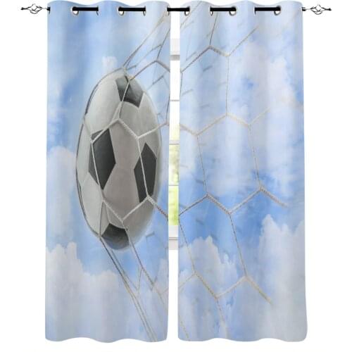 Soccer Game Football Sky Victory Gate Curtains Bedroom Living Room Kitchen Computer Room Home Decoration for Children Kids Gifts
