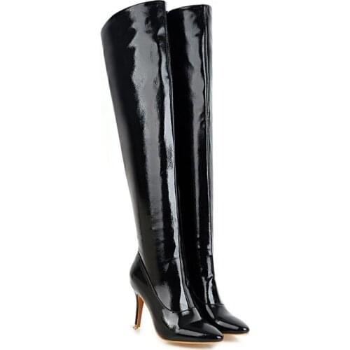 Women boots version of pointed bright leather high-heeled boots over the knee women thigh high boots winter boots women