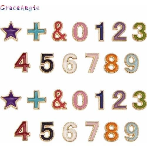 13PCS/Set Number 0-9 symbol Beads For Bracelet Jewelry DIY Accessories Enamel Charms Alloy Necklace Pendants Earrings Handmade