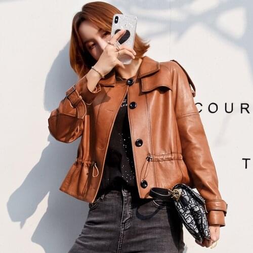 2020 Fashion Real Leather Jacket Women Korean Autumn Clothes Coat Women Sheepskin Coat Motorcycle Coats and Jackets WPY1375