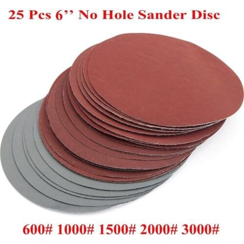 25pcs/Set 6 Inch 150mm Round Sandpaper Disk Sand Sheets Grit 600-3000 Hook Loop Sanding Disc For Sander Grits Abrasive Tools