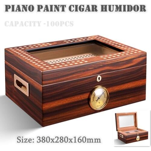 380x280x160mm Cedar Wood Cigar Humidor Professional Solid Wood Large-Capacity Cigarette Case Double Layer Piano Paint Cigar Box