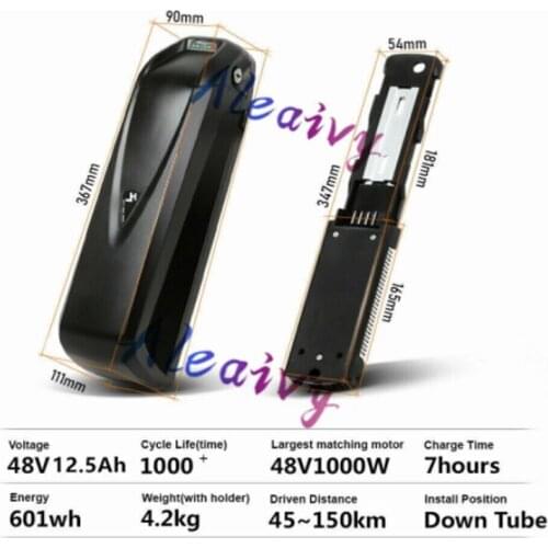 48V 12.5Ah HaiLong Downtube Lithium Ebike Battery for 1000W Motor+54..6v charger electric bike fat lithium motorcycle battery
