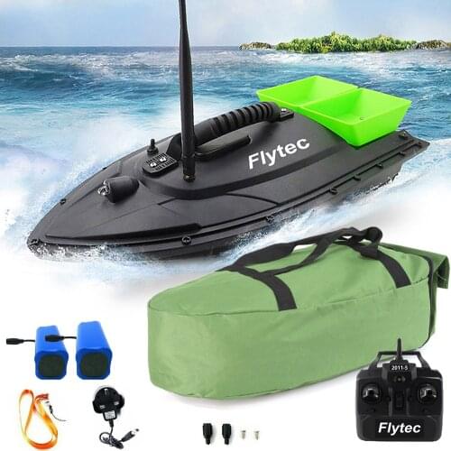 500M RC Wireless Fishing Bait Boat Carp Hook Post Boat Dual Hoppers With Handbag 2 Spare Batteries