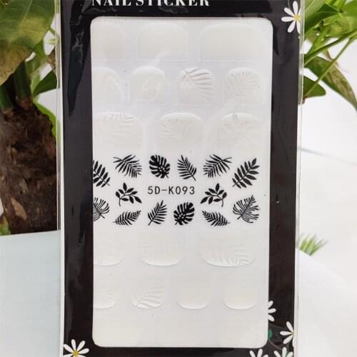 5D Stickers for Nails Full Coverage Grass Leaf Nail Art Decorations Stereoscopic Sticker Accessories Anaglyph Effect Design