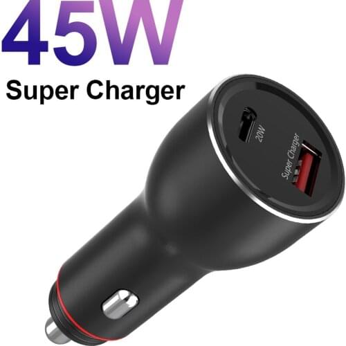 ILEPO 45W Car Charger Type c For iPhone 12/11 Pro max HUAWEI Samsung Xiaomi usb c Car Fast Charger QC 3.0 PD 2.0 Quick Charging