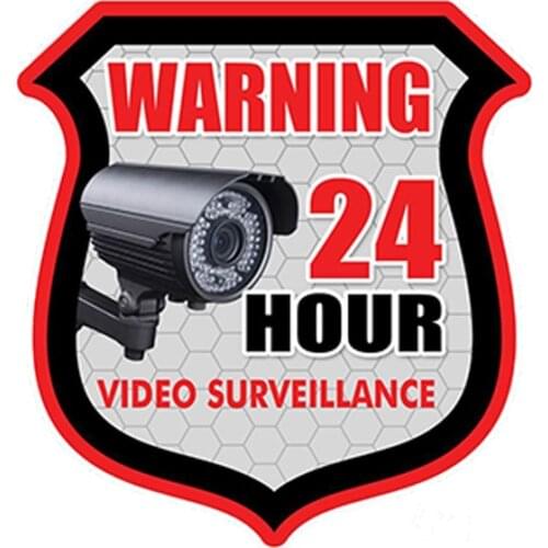 Cauation Car Sticker Warning 24 Hour Video Surveillance Security Alarm Decal Waterproof Auto Accessories Pvc,13cm*11cm