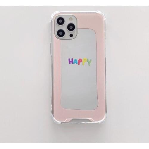 Back Mirror Pink Frame Case for iPhone 12 Pro Max Back Phone Cover for 12 Mini 11Pro Max X XS XR 8 7 Plus SE 2020 Capa