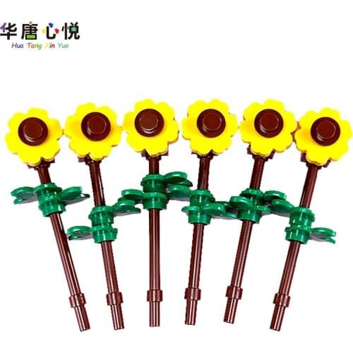 Friends Plant Series Bouquet Fresh Flowers Sunflower 6 Sticks Building Blocks Educational Toys Childs Gifts Friend Plants Model