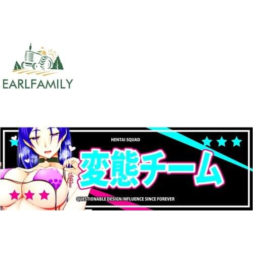EARLFAMILY 13cm x 9.8cm for Hentai Squad Funny Car Stickers DIY Anime Personality Creative Scratch-proof JDM Decal Accessories
